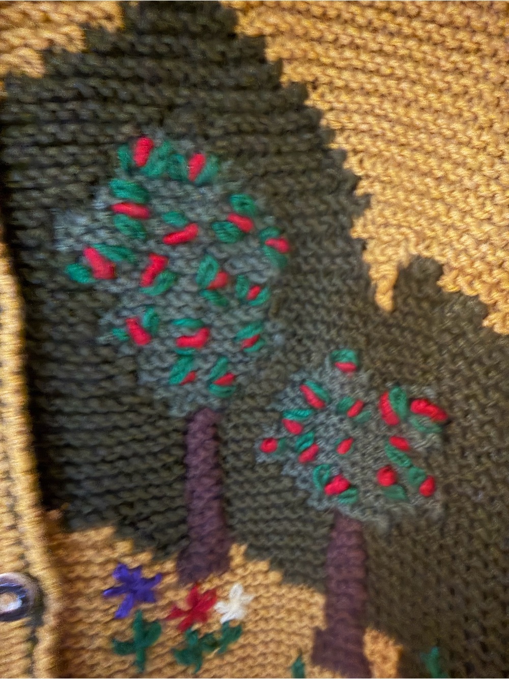 Vintage 90s Storybook Cardigan - Cottagecore Landscape Wool Sweater - Picture 4 of 6